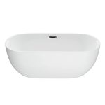 Freestanding Bathtub with Oblong Shape, Back to Wall Design, Soaking Bath Therapy, Plexiglass Material, White Color, Simple Style, 47"L x 30"W x 24"H