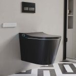 Set of Two Automatic Wall-Mounted Smart Bidet Toilet with In-Wall Tank Black 1.58 GPF