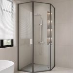 Framed Neo-angle Corner Clear Shower Enclosure with Fixed Glass Panel & Magnetic Door Closing, Single Sliding, 39.4"L x 39.4"W x 78.7"H, Custom Product: Extra 7 Business Day Producing Time