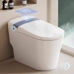 Contemporary Chalk One-Piece Toilet with Automatic Lid, Siphon Jet Flush, 12" Rough In, Concealed Tank in Polymerized Material