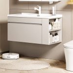 Beige Bathroom Vanity with 1 Drawer, 2 Doors, Chalk Faucet, Sidesplash, Backsplash, Soft Close Hinge, 36"L x 20"W x 20"H, Bathroom Vanity & Faucet & Vanity Mirror Cabinet