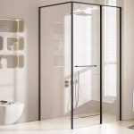 Semi-Frameless Square Corner Shower Enclosure with Towel Bar, Fixed Glass Panel & Magnetic Door Closing, Single Sliding, 39.4"L x 39.4"W x 78.7"H, Custom Product: Extra 7 Business Day Producing Time