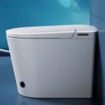 Minimalist White One-Piece Toilet with Siphon Jet Flush, Concealed Tank, Polymer Compound Seat, Antimicrobial Seat, Floor Mounted, 14"
