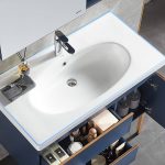 Modern Ceramic White Rectangle Drop-in Sink with Center Trapway, 23"L x 20"W x 9"H
