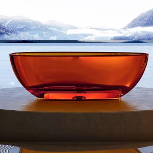 Auburn Resin Freestanding Bathtub with Roll Top, Oval Shape in Casual Style for Soaking