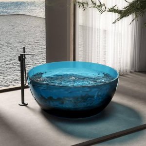 Dark Green Resin Circular Freestanding Bathtub, 51"L x 51"W x 22"H