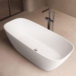 Freestanding Bathtub with Roll Top Oval Casual White Soaking, 62.9"L x 31.4"W x 22"H