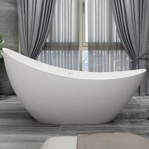 Double Slipper Freestanding Bathtub with Oval Shape, Casual Style, White Color, and Soaking Bath Therapy