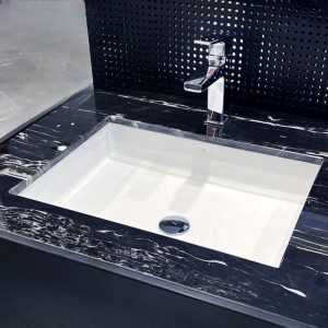Trendy Ceramic Rectangular Undermount Sink with Chalk Finish and Center Trapway, 22"L x 17"W x 6"H