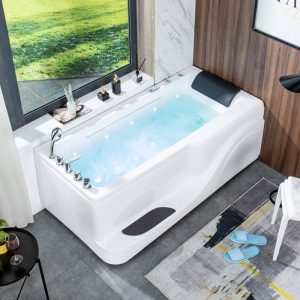 Rectangle Freestanding Bathtub with Casual Style, White Color, Back to Wall Design, Plexiglass Material, and Soaking Bath Therapy, Tub Only, 71"L x 37"W x 25"H