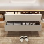 Spill Proof Sintered Stone Square Bathroom Vanity with Chalk Faucet, Beige Base and 4 Doors, Plug-in, 47.2"L x 19.7"W x 21.7"H, Bathroom Vanity & Faucet & Smart Mirror Cabinet with Glass Door