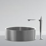 Simple Aureate Stainless Steel Orbicular Bowl Sink with 1 Hole and Center Trapway, Sink & Wall-Mounted Faucet