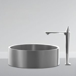 Simple Aureate Stainless Steel Orbicular Bowl Sink with 1 Hole and Center Trapway, Sink & Wall-Mounted Faucet