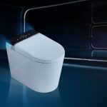 Modern One-Piece Toilet with Super Vortex Siphon Flush, Heated Seat, 12" Rough In, Concealed Tank, Synthetic Seat Material, and White Finish, Manual Flip Cover (Simple)