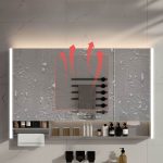 Rectangle Light Gray Stainless Steel Medicine Cabinet with 6 Shelves, USB Outlet, Rainproof, and Illumination Light, 35"L x 5"W x 35"H