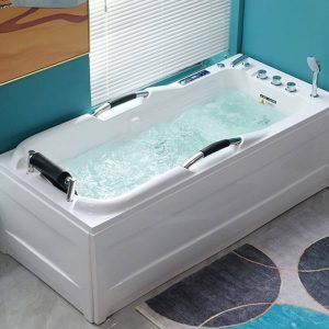Whirlpool Bath Therapy Freestanding Bathtub with Heater, Massage, 3 Handles, Compression Faucet, Valve, and Rectangular Shape, 47"L x 30"W x 24"H, Massage & Surfing & Thermostat