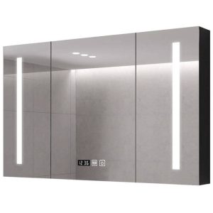 4 Shelves Ink Rectangle Medicine Cabinet with Soft Close Door Hinge, Illumination Light, Hydrophobic Resistance, and Plug-in, 59"L x 6"W x 28"H