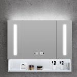 Medicine Cabinet with USB Outlet, Stainless Steel, 5 Shelves, White Finish, Illumination Light, Rectangle Shape, and Hydrophobic Resistance, 39"L x 5"W x 31"H