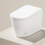 Modern One-Piece Toilet with Super Vortex Siphon Flush, 12" Rough In, Concealed Tank, Synthetic Seat Material, White Finish, and Antimicrobial Seat, Automatic Flip Cover (Upgrade)