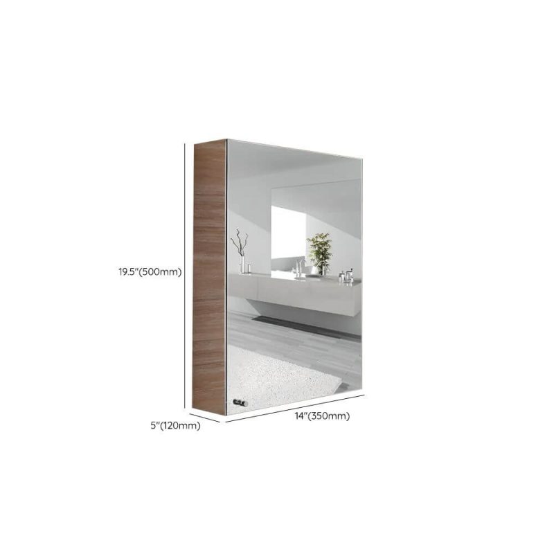 Dimension of Modern Steel Rectangle Medicine Cabinet in Silver with 3 Shelves, Specular Mirror & Rainproof, Right-Hand Door, 14"L x 5"W x 20"H