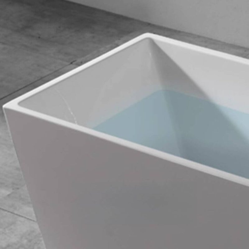 Casual White Plexiglass Rectangular Freestanding Bathtub Back to Wall for Soaking