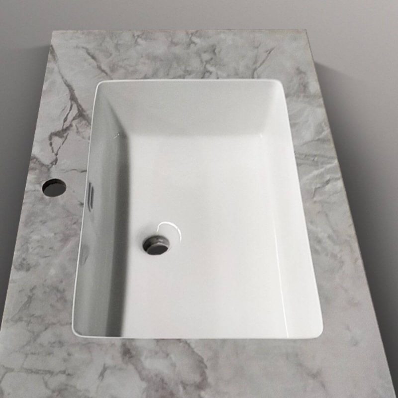 White Bathroom Vanity with Chrome Faucet, Stone Countertop, 2 Drawers, and Plug-in Backsplash, Vanity & Faucet & Smart Medicine Cabinet, 31"L x 20"W x 19"H