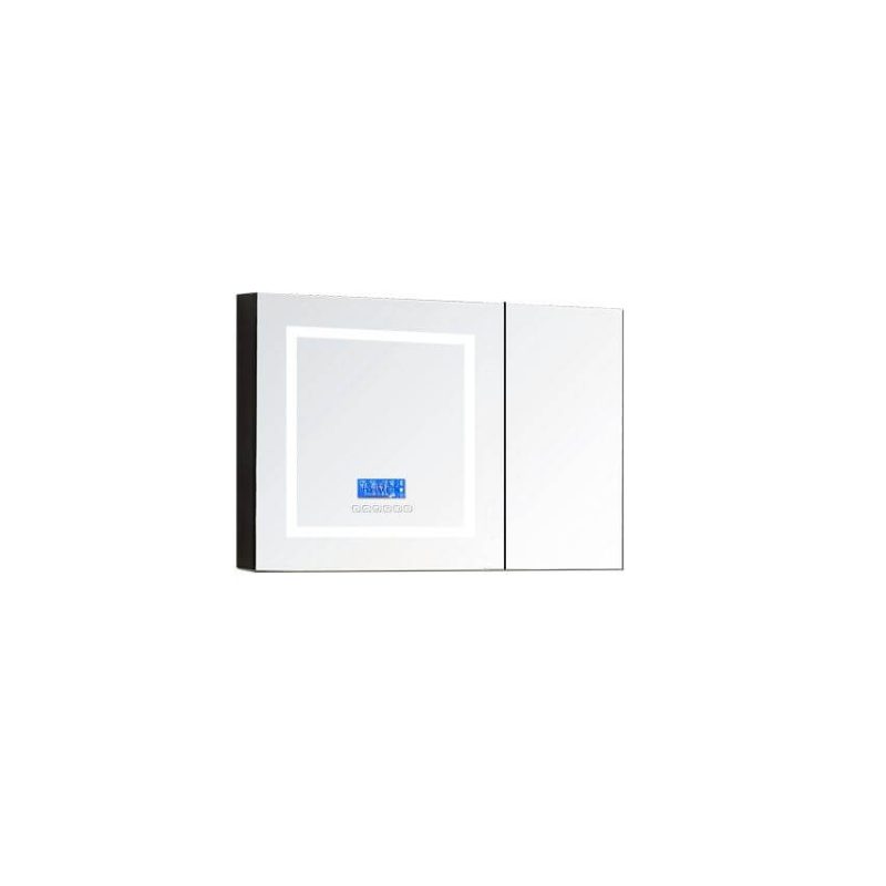 Rectangle Ink Medicine Cabinet with 4 Shelves, Illumination Light, Rainproof, Plug-in, and Specular Mirror, 31.5"L x 5.1"W x 23.6"H