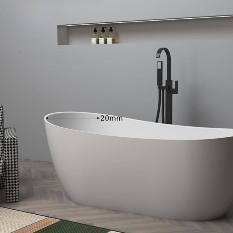 Freestanding Bathtub with Roll Top Oval Design in Casual White Style for Soaking, 51"L x 28"W x 25"H