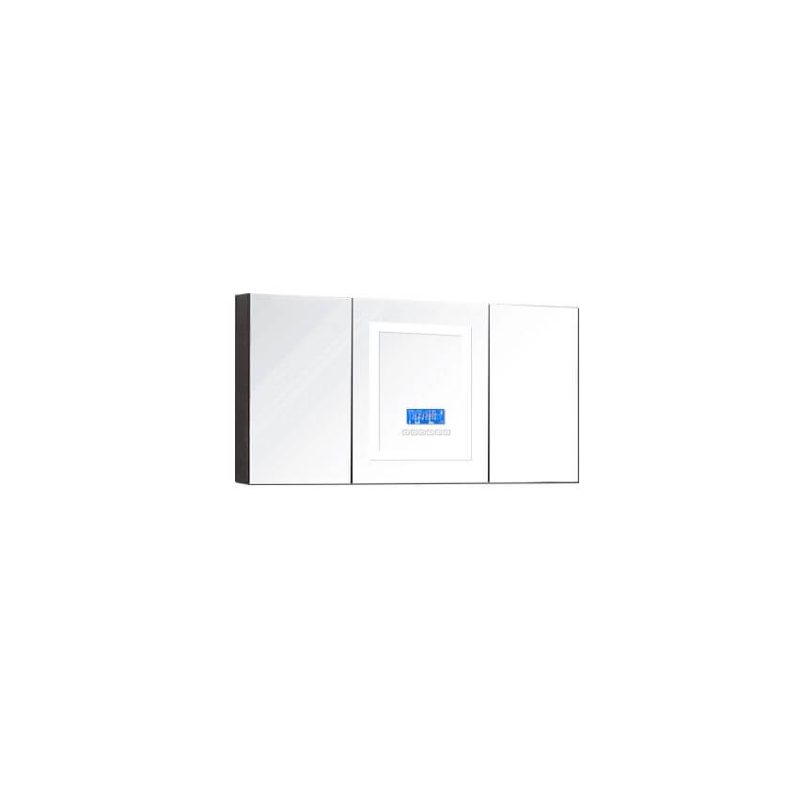 4 Shelves Ink Rectangle Medicine Cabinet with Illumination Light, Rainproof, Plug-in, and Specular Mirror, 47"L x 5"W x 26"H