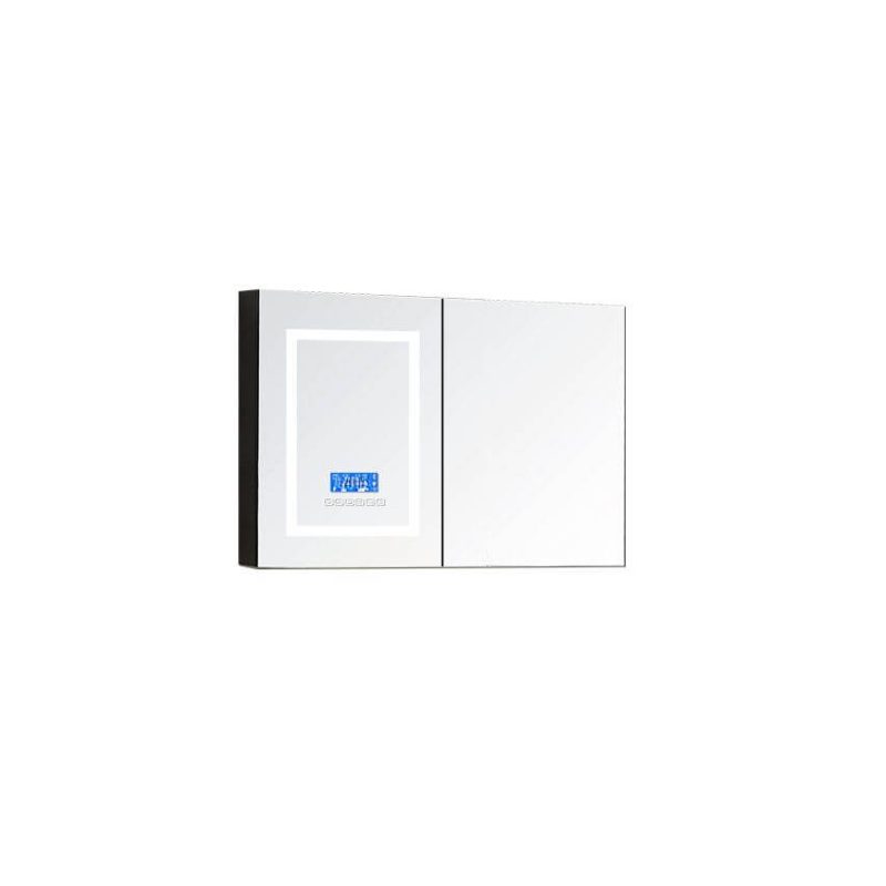 Rectangle Ink Medicine Cabinet with 2 Shelves, Illumination Light, Rainproof, Plug-in, and Specular Mirror, 24"L x 5"W x 28"H