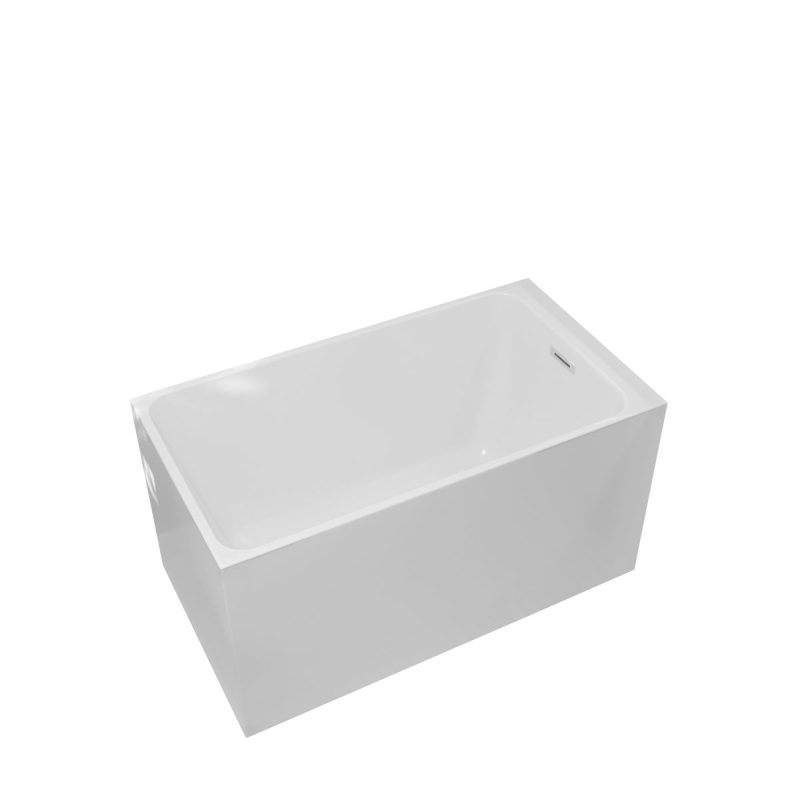 Alcove Bathtub, Overflow Hole, Rectangle Shape, Casual Style, White Color, Back to Wall Design, Polymer Material, Soaking Therapy, 55"L x 26"W x 25"H