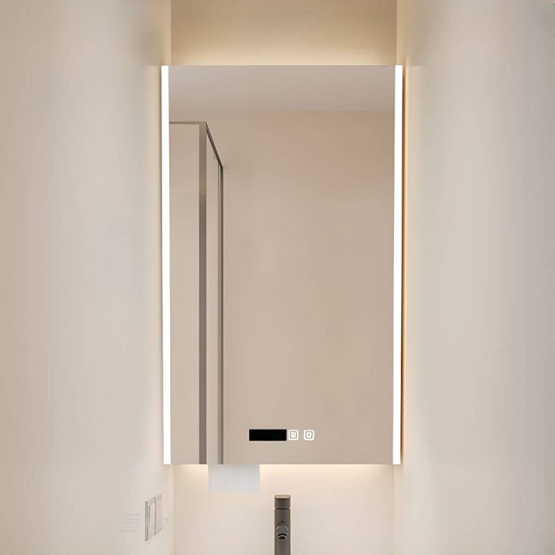 Medicine Cabinet with USB Outlet, 3 Shelves, Stainless Steel Material, Gray Finish, Illumination Light, Rectangle Shape, and Hydrophobic Resistance, 20"L x 5"W x 35"H