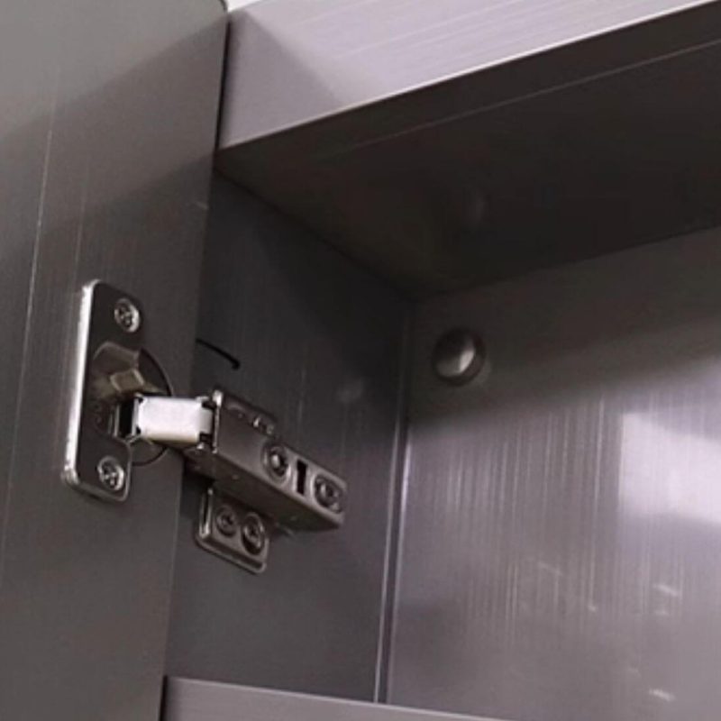 Rectangle Light Gray Stainless Steel Medicine Cabinet with 6 Shelves, USB Outlet, Rainproof, and Illumination Light, 31"L x 5"W x 35"H