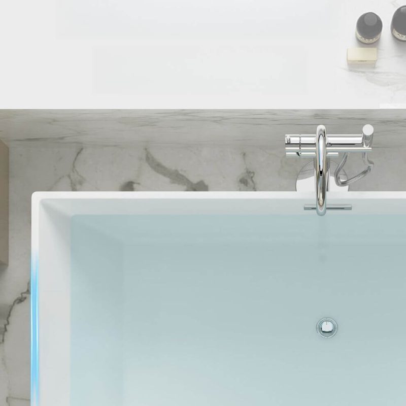 Freestanding Bathtub with Rectangle Shape, Casual Style, White Color, Back to Wall Design, Plexiglass Material, and Soaking Feature, 39"L x 28"W x 24"H