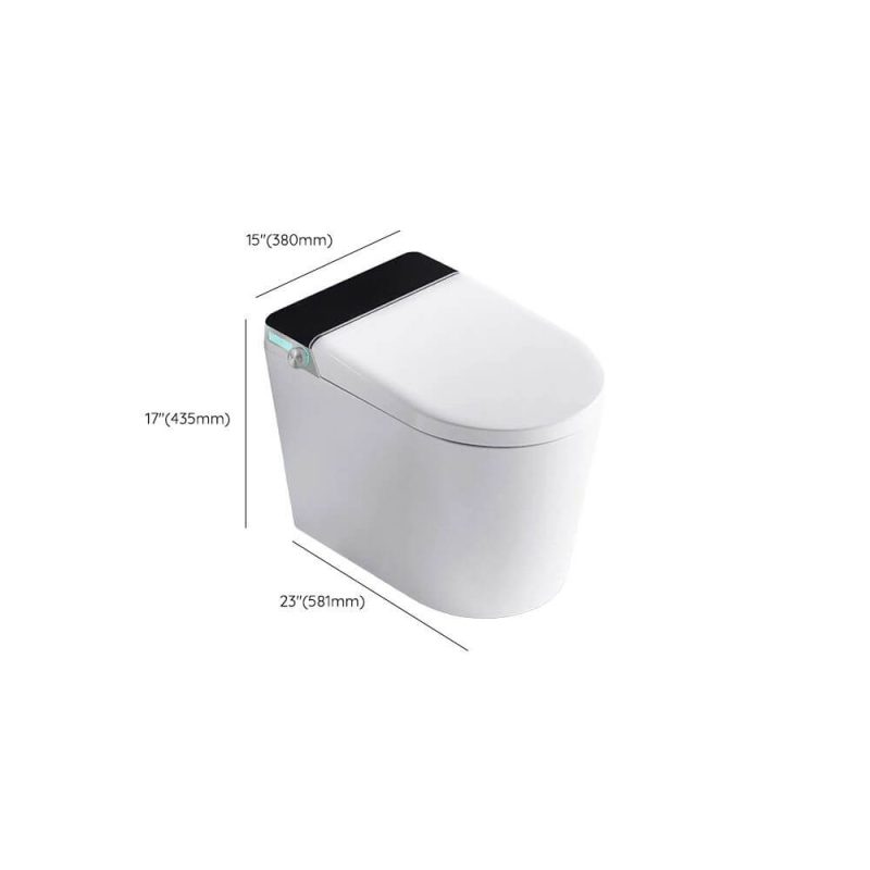 Dimension of Modern One-Piece Toilet with Super Vortex Siphon Flush, Heated Seat, 12" Rough In, Concealed Tank, Synthetic Seat Material, and White Finish, Manual Flip Cover (Simple)