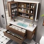 Watertight Sepia Bathroom Vanity with Chalk Faucet, 2 Drawers, Backsplash, and Plug-in Feature, Bathroom Vanity & Faucet & Smart Vanity Mirror Cabinet, 47"L x 20"W x 20"H