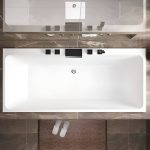 Drop-in Bathtub with 3 Handles, Compression Faucet, Valve, Rectangle Shape, Casual Style, White Color, and Back to Wall Design, Tub with Silver 5-Piece Set, 55"L x 30"W x 21"H