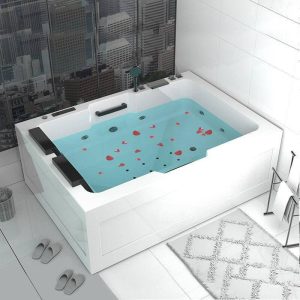 Freestanding Bathtub with Lighting System, Air Bath Therapy, Body Jet, and Heater, Faucet & Massage & Thermostat & Chromatherapy, 67"L x 30"W x 24"H