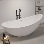 Freestanding Bathtub with Single Slipper, Oval Shape, Casual Style, White Color, Plexiglass Material, and Soaking Therapy, 67"L x 31.5"W x 31.5"H