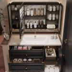 Stain Resistant Aureate Faucet Bathroom Vanity with Coal Base, Cabinet Hardware, 4 Doors, White Sink, and Shelf, Vanity & Faucet & Fully Sealed Smart Mirror Cabinet, 36"L x 20"W x 20"H