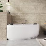 Nook Corner Bathtub with Casual Style, White Color, Back to Wall Design, Plexiglass Material, and Soaking Therapy, 51.2"L x 51.2"W x 23.6"H, Tub