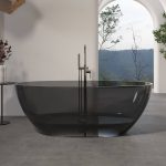 Ink Freestanding Bathtub with Roll Top Oval Design in Casual Style for Soaking, 59"L x 31"W x 22"H