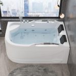 Free Form Freestanding Bathtub with Whirlpool, Body Jet & Heater, 66.9"L x 47.2"W x 27.2"H, Surfing & Massage & Thermostat & Heat & Control Panel
