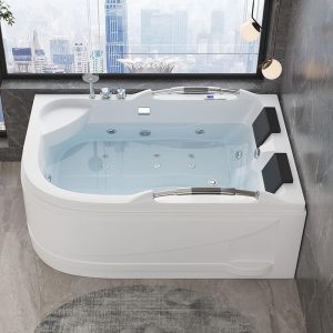 Free Form Freestanding Bathtub with Whirlpool, Body Jet & Heater, 66.9"L x 47.2"W x 27.2"H, Surfing & Massage & Thermostat & Heat & Control Panel