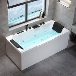 Illuminated Whirlpool Freestanding Bathtub with Body Jet and Heater, 71"L x 31"W x 22"H, Surf&Massage&Aerator&Chromatherapy&Thermostat&Heat&Control Panel