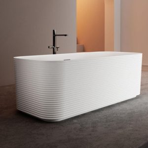 Freestanding Bathtub with Roll Top, Rectangle Shape, Casual Style, White Color, Plexiglass Material, and Soaking Bath Therapy