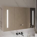4 Shelves White Medicine Cabinet with 3 Doors, Mirror Defogger, Rust Resistant, Illumination Light & Rectangle Shape, 39"L x 6"W x 28"H