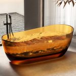Resin Freestanding Bathtub with Single Slipper Oval Design in Casual Style for Soaking, Black-Gray, 59"L x 30"W x 25"H