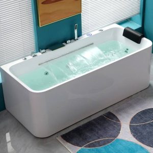 Whirlpool Freestanding Bathtub with Body Jet and Heater, 63"L x 30"W x 23"H, Massage & Surfing & Thermostat