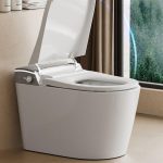 Modern Light Gray One-Piece Toilet with Heated Seat, Siphon Jet Flush, 12" Rough In, Concealed Tank, and Synthetic Seat